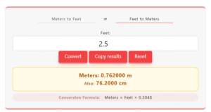 Feet to Meters Calculator – Convert Feet to Meters Instantly (ft → m)