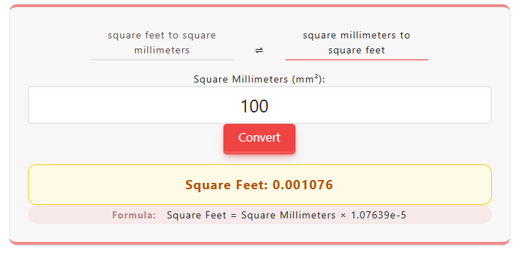 square mm to square feet Calculator – convert mm² to ft² instantly with accurate results